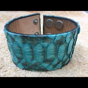Talloren Jewelry Snakeskin and Leather Cuff